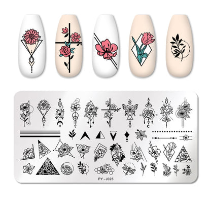 Mixed Geometry Flowers Nail Stamping Plates Stencil Tools Template Plate Mold