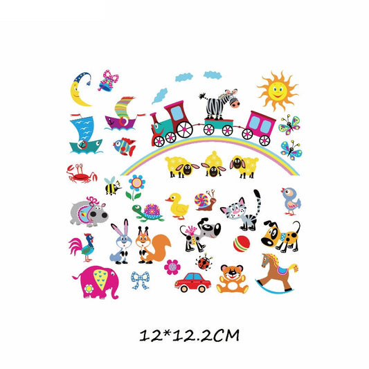 Zebra On A Train Patches Kids Fairy Tale Animals Stickers Cartoon T-shirt Patch