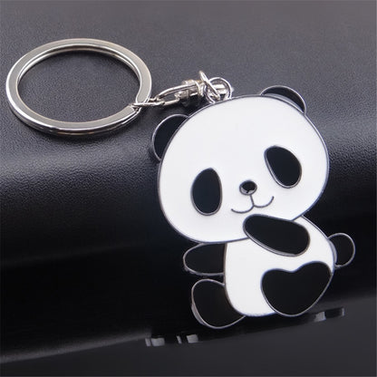 Smily Panda Keychain Stainless Steel Key Chain Charms Women Bag Cartoon Pendant