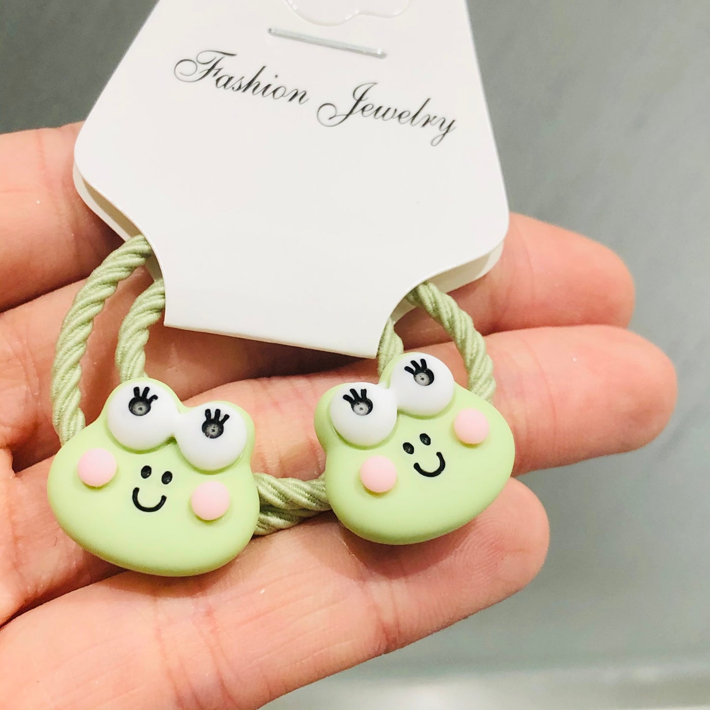 2Pcs Smiling Frog Face Children Hair Clips Scrunchies Hair Bands Clip Girls Head