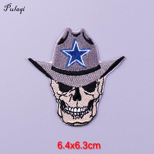 Skull and Fire-pointed Star Patch Iron On Patches Clothes Cartoon Stickers