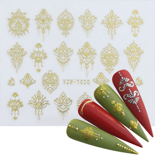 Gorgeous Gold Design Nail Stickers Manicure Nails Decal Self-adhesive DIY Nail