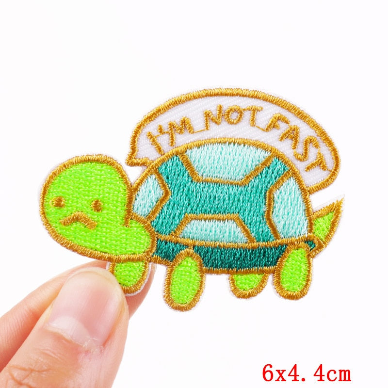 Im Not Fast Cute Turtle Cartoon Patches Clothing Sticker Patch Decal Embroidery