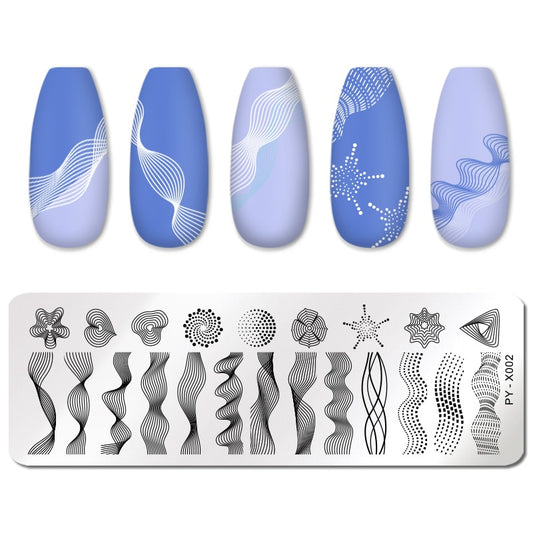 Geometric Waves Nail Stamping Plates Stencil Tools Template Plate Mold Nail Art