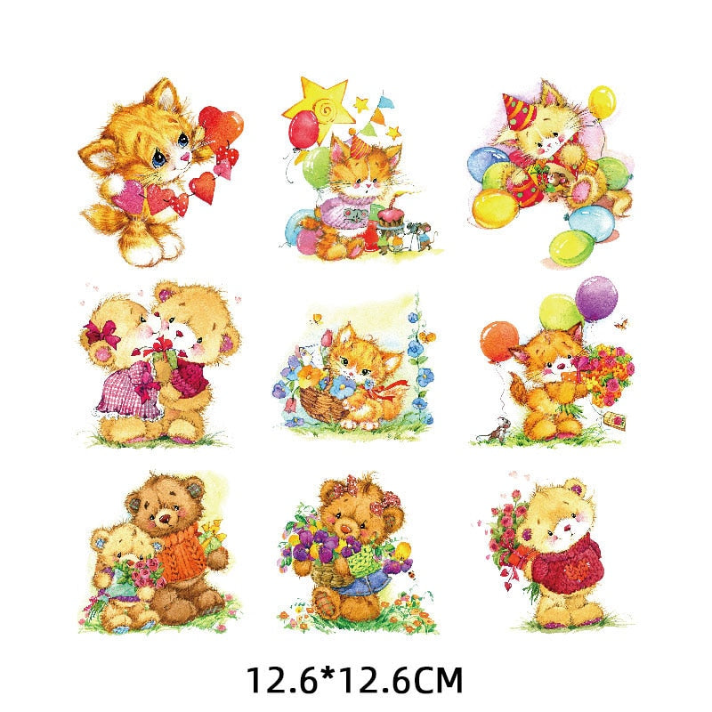 Love Heart Animal Patches Set Kids Clothing Stickers Cartoon T-shirt Patch DIY