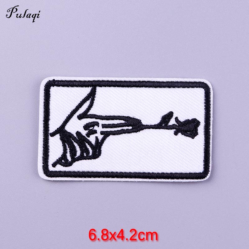 Rose Pistol Patch Iron On Patches Clothes Cartoon Stickers Embroidered Badge