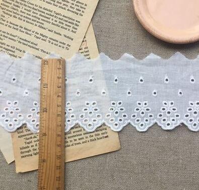 Cotton Embroidered White Flower Lace Fabric Wide Sewing DIY Trim Wedding