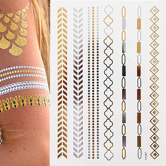 1 sheet Chain Pattern Temporary Tattoo Boho Body Skin Sticker Festival Decal