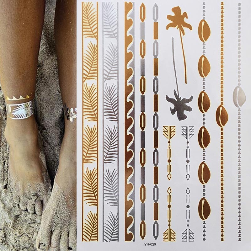 1 sheet Palm Leaf Shell Temporary Tattoo Boho Body Skin Sticker Festival Decal