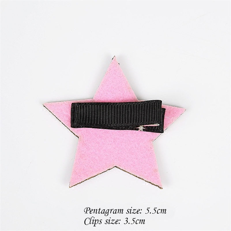 6 Colors Cute Princess Fashion Hairpins Five-pointed Star Glitter Hair Clips for