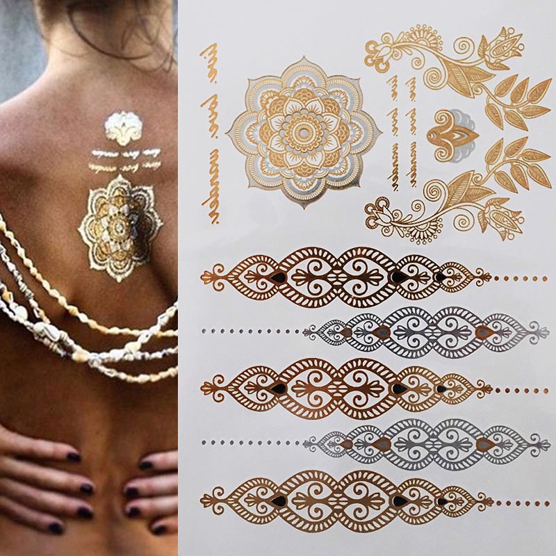 1 sheet Mandala Temporary Tattoo Boho Body Skin Sticker Festival Decal Jewelry