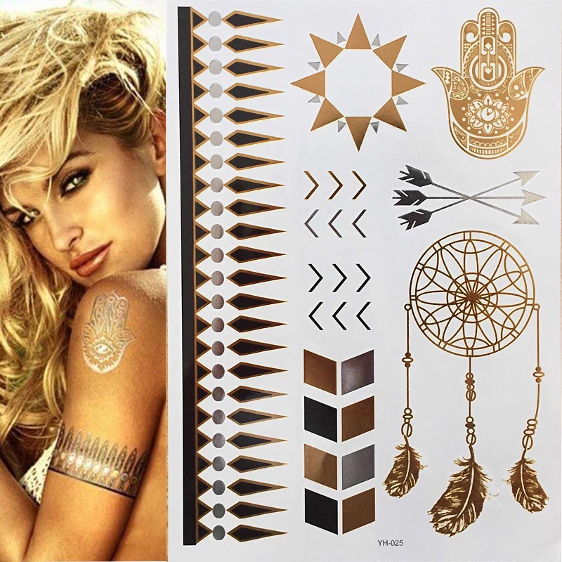 1 sheet Evil Eye Palm Dreamcatcher Temporary Tattoo Boho Body Skin Sticker