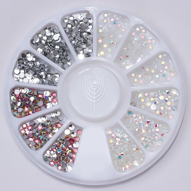 White Pink Silver Rhinestone Nail Art Decoration Accessories Nails Jewelry