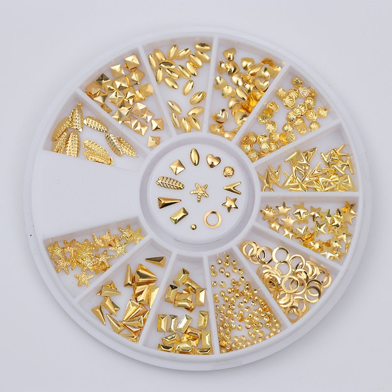 Heart Star Round Gold Nail Art Decoration Accessories Nails Jewelry Manicure