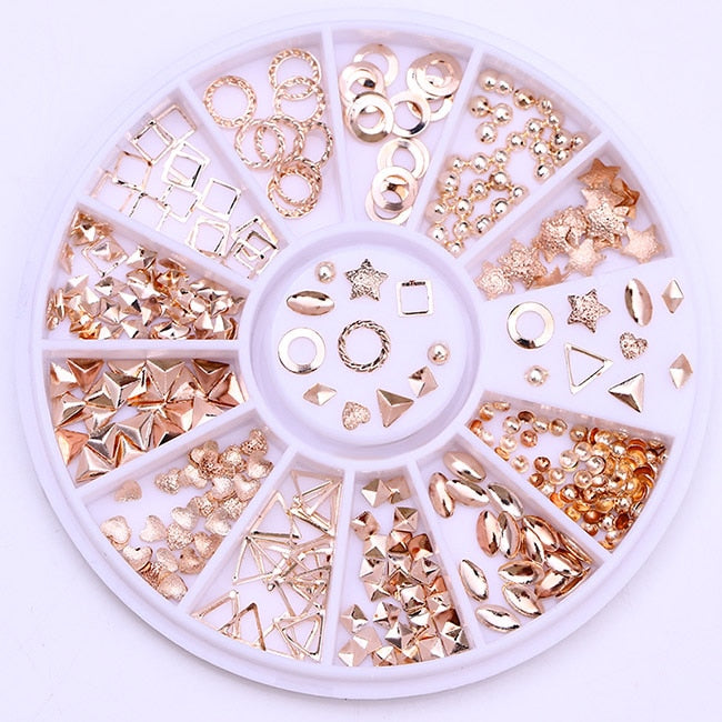 Rose Gold Hollow Geometric Nail Art Decoration Accessories Nails Jewelry