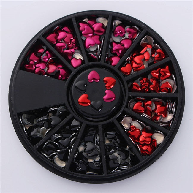 Pink Red Black Heart Nail Art Decoration Accessories Nails Jewelry Manicure