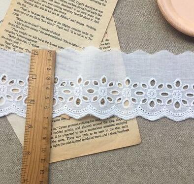 Cotton Embroidered White Flower Lace Fabric Wide Sewing DIY Trim Wedding