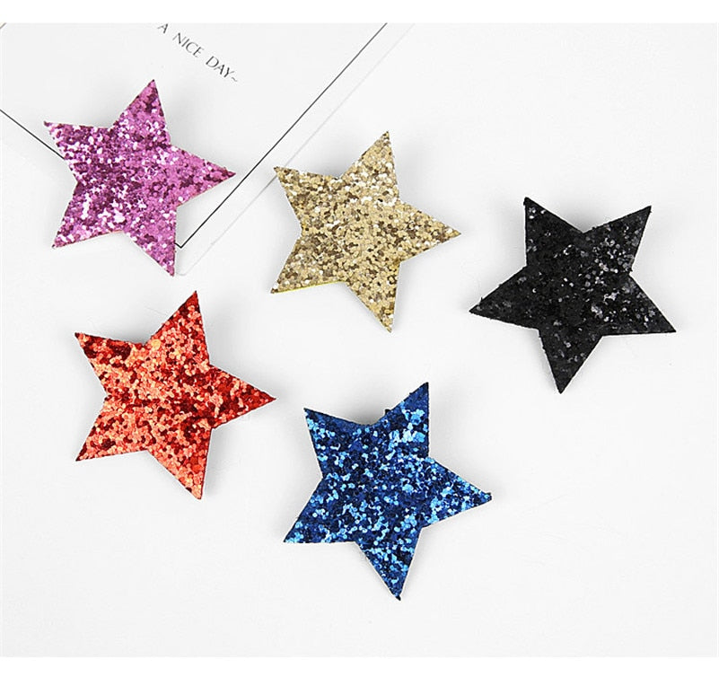 6 Colors Cute Princess Fashion Hairpins Five-pointed Star Glitter Hair Clips for