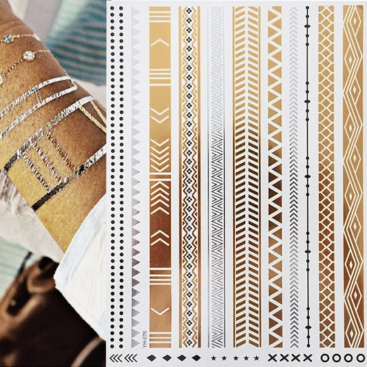 1 sheet Cuff Line Pattern  Temporary Tattoo Boho Body Skin Sticker Festival