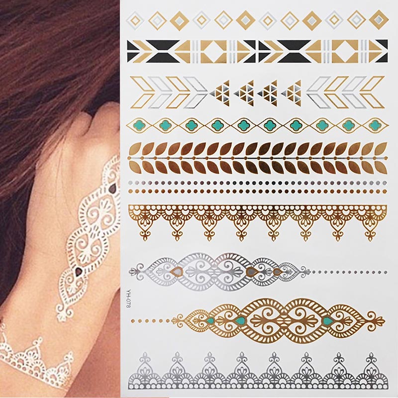 1 sheet Geometric Pattern Temporary Tattoo Boho Body Skin Sticker Festival Decal