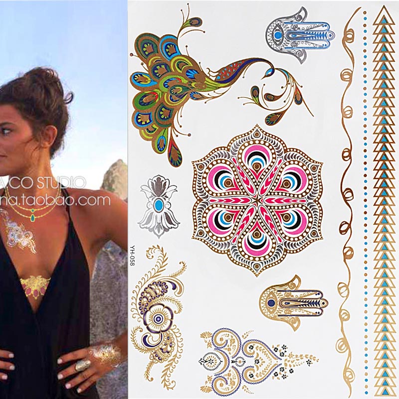 1 sheet Hamsa Mandala Temporary Tattoo Boho Body Skin Sticker Festival Decal