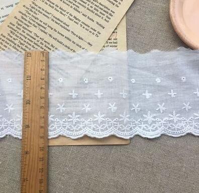 Cotton Embroidered White Flower Lace Fabric Wide Sewing DIY Trim Wedding