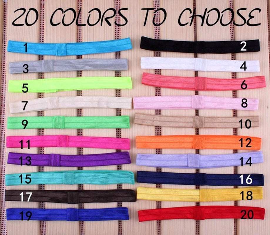 10PCS 20 Colors 1.5CM Width Fashion Nylon Headband Nylon Hair Tie For Girls Kid