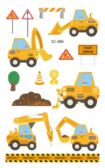 Construction Temporary Tattoos Kids Waterproof Fake Tattoos Sticker Tractor Dump