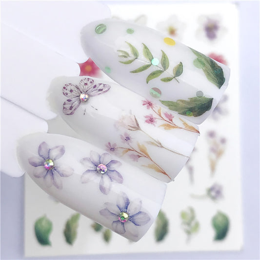 Flower Butterfly Leaves Nail Sticker Summer Nail Design Decorations Nails Decals