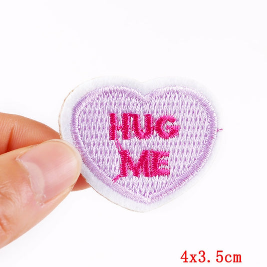 Hug Me Violet Heart Cartoon Patches Clothing Sticker Patch Decal Embroidery