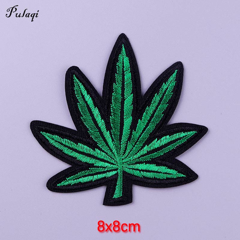 Cannabis Leaf Green Leaf Patch Iron On Patches Clothes Cartoon Stickers