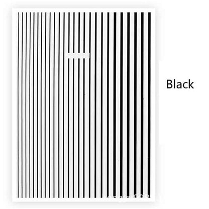 Black Stripe Mixed Size Nails Stickers Adhesive DIY Nail Art Decals Nail