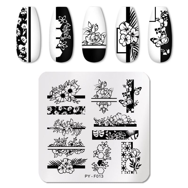 Floral Design Nail Stamping Plates Stencil Tools Template Plate Mold Nail Art