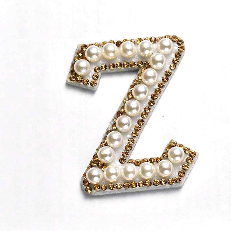 A-Z Alphabet 1Pcs Letter Patches Pearl Rhinestone Alphabet Patches For Clothes