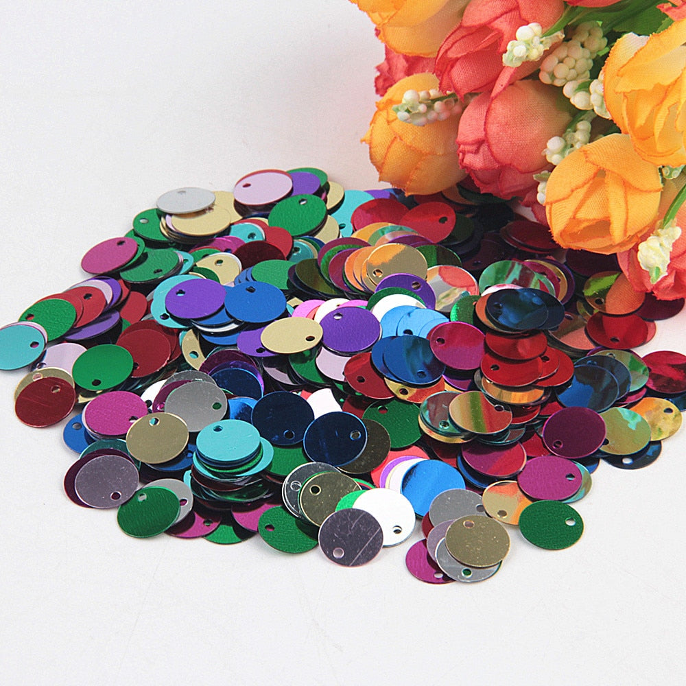 Paillette Sequin 10-30mm Large Flat Round Edge Hole Loose Sequins for Carfs Kids