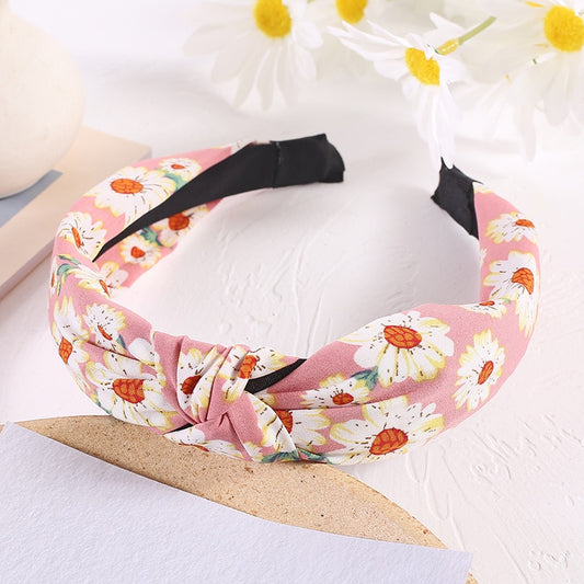 Pink Color White Daisy Flower Women Hairbands Fashion Headband Girls Hair Hoop