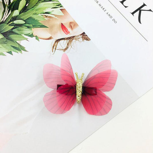 1pc Delicate Pink-Red Butterfly Hair Clip Cartoon Hairpin Children Fashion Hair