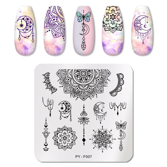 Moon Mandala Nail Stamping Plates Stencil Tools Template Plate Mold Nail Art