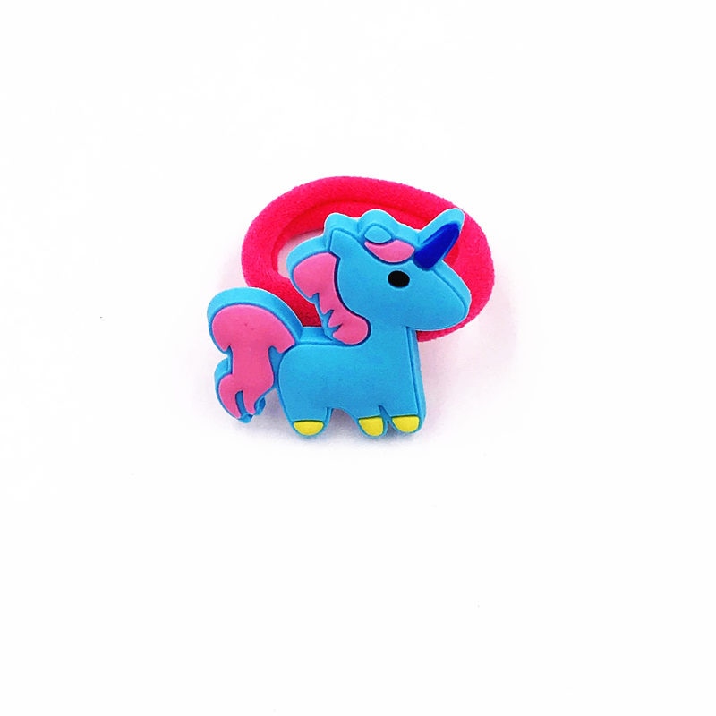 1Pcs Small Blue Unicorn Cartoon Elastic Hair Bands Girls Hair Rope Children Hair