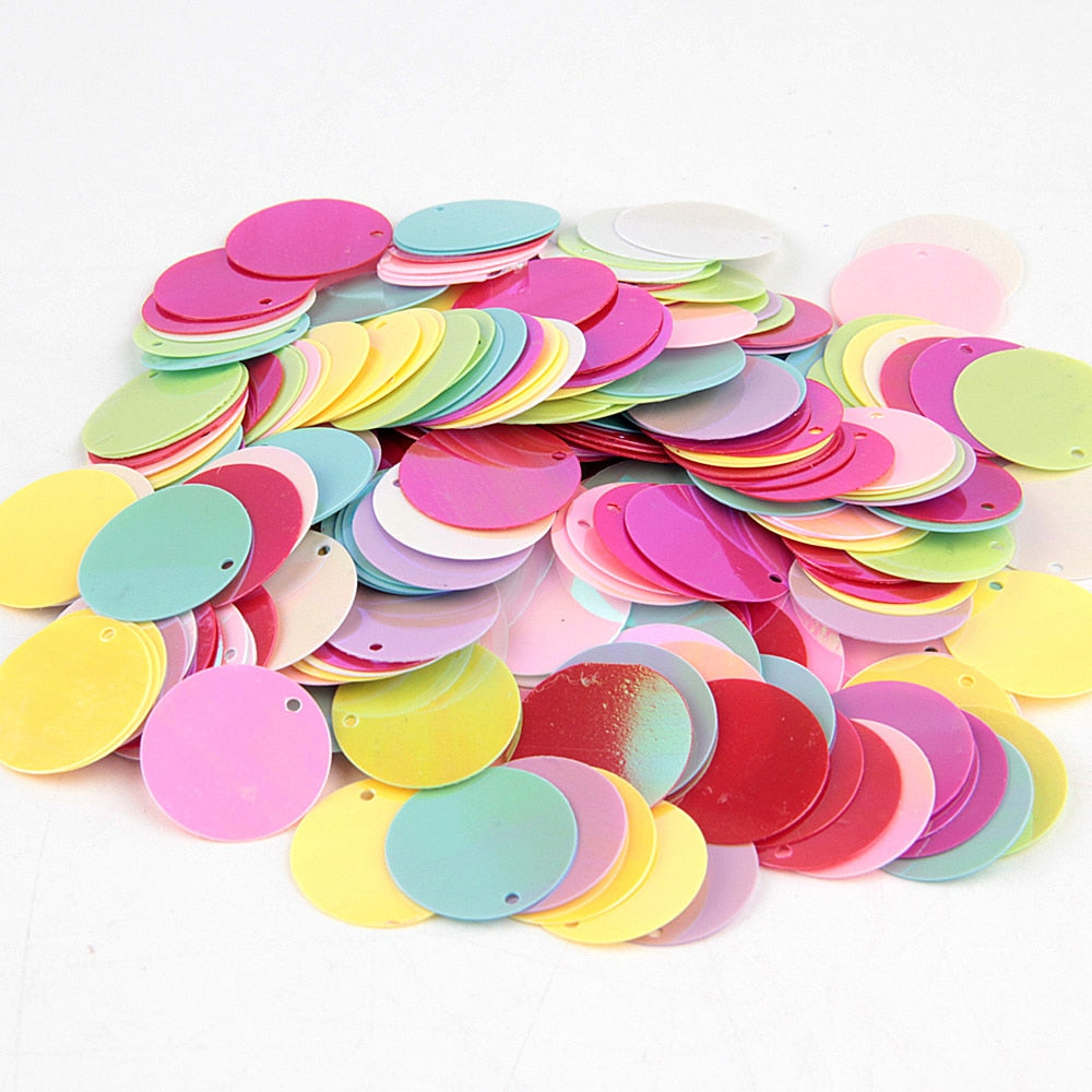 Paillette Sequin 10-30mm Large Flat Round Edge Hole Loose Sequins for Carfs Kids