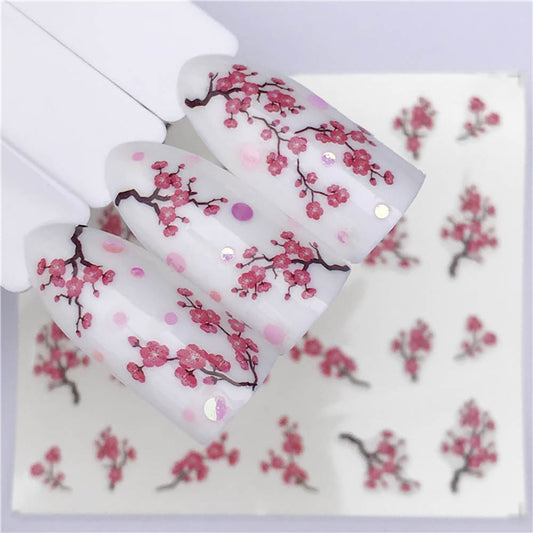 Cherry Blossom Tree Branch Nail Sticker Summer Nail Design Decorations Nails