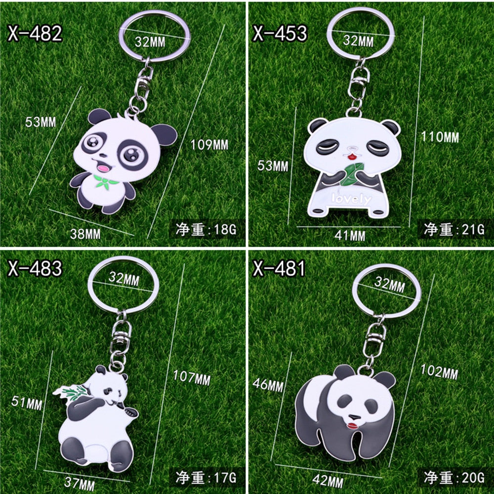 8 Styles Panda Keychain Stainless Steel Key Chain Charms Women Bag Cartoon