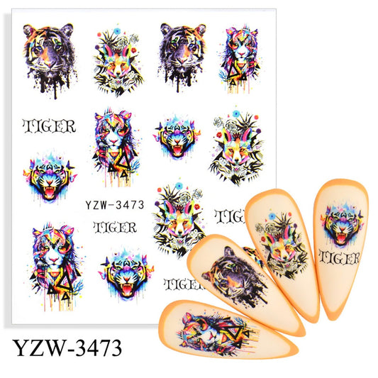 Tiger Fox Animal Wild Nail Sticker Summer Nail Design Decorations Nails Decals