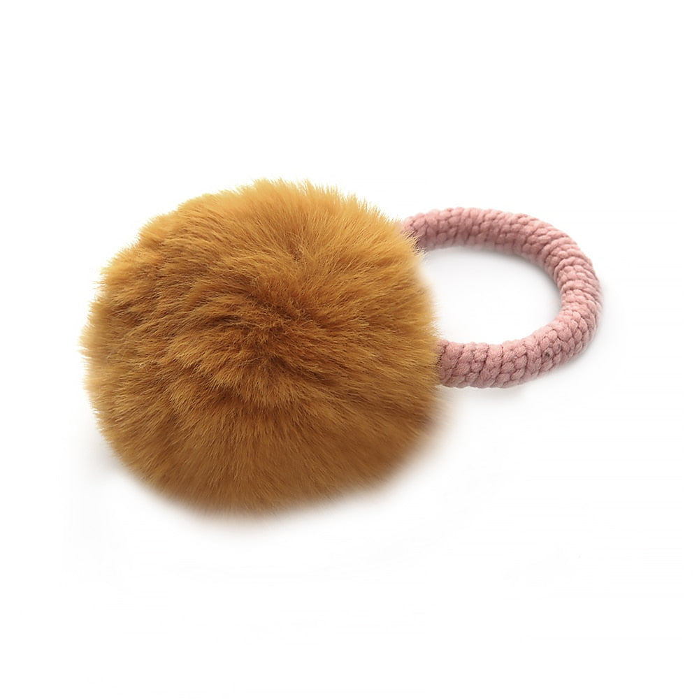 10 Styles Fur Ball With Elastic Rope Hair Band Handmade Elastic Ponytail Holders