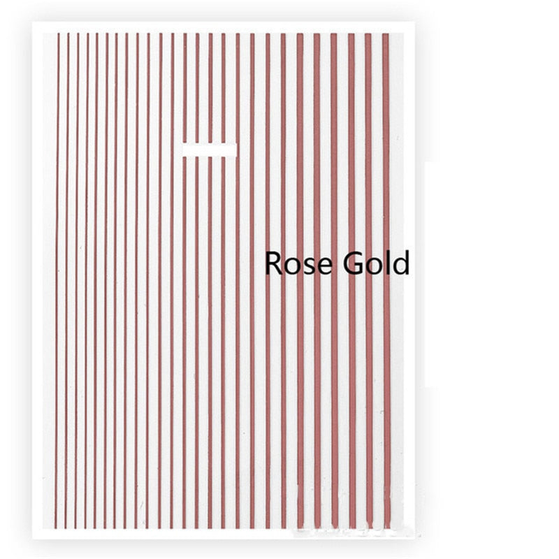 Mixed SIze Rose Gold Stripe Nails Stickers Adhesive DIY Nail Art Decals Nail