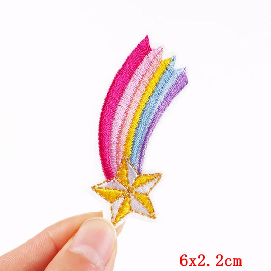 Star And Colorful Rainbow Cartoon Patches Clothing Sticker Patch Decal