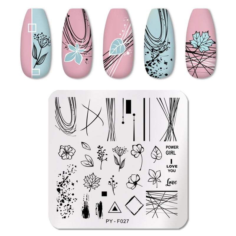 Flowers Leaves Nail Stamping Plates Stencil Tools Template Plate Mold Nail Art