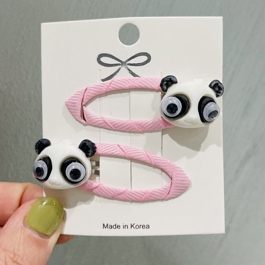 2Pcs Panda Bear Hair Clips Snap Clips Children Headwear Accessories