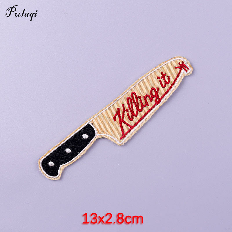 Knife Killing It Patches Iron on Patch For Clothing Embroidery Stickers Clothes