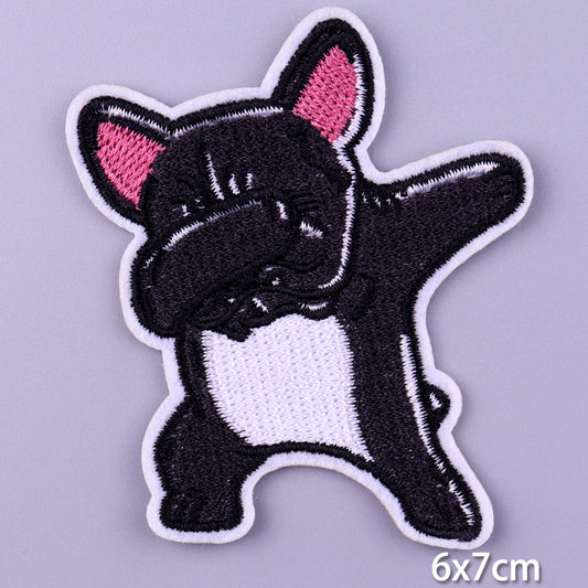 French Bullgog Dog Dancing DIY Cartoon Patches Clothes Patch Embroidered